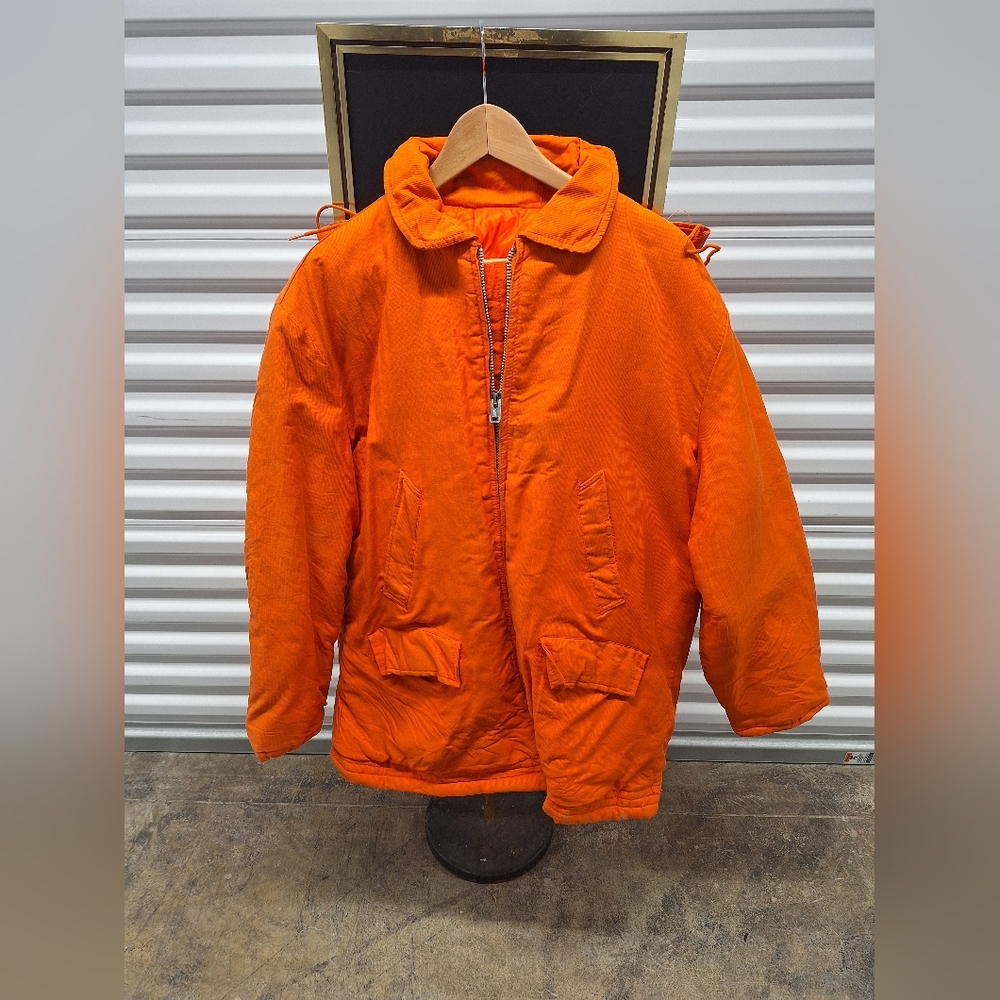 Vintage The Hunters Friend Jacket Orange Hunting Full Zip Hood XL